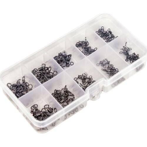 100PCS Fishing Swivels Carabiners Barrel Bearing Rolling Solid Ring Fishing Lure Connector Carp Tackle Accessories