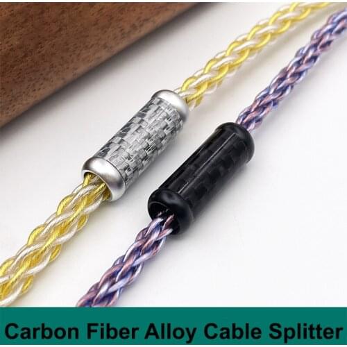 2pcs Alloy Carbon Fiber DIY Earphones Cable Splitter Slider 8 Strand Cable Dividing Slider