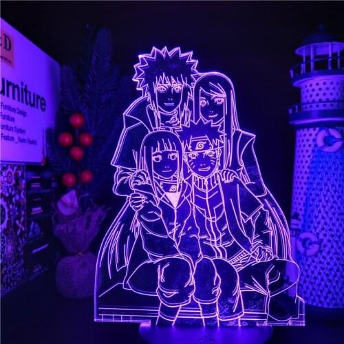 Naruto Uzumaki Jiraiya Anime 3D Night Lights LED Decor Home Shippuden Illusion Decoration Hyuga Hinata Color Changing Collection