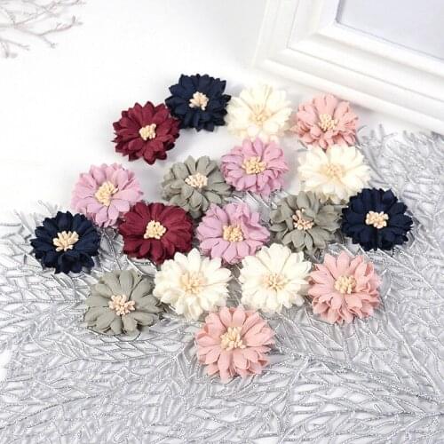 4Pcs Flowers Patches Applique DIY Lace Trim Patch Fabric Wedding Dress Flowers Hat Hair Clothes Applique Craft Supplies