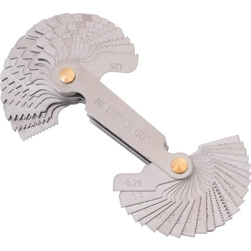 52Pcs Blade 55 and 60 Degree Thread Measuring Gauge Stainless Steel Metric Screw Pitch Thread Plug Gage Measuring Tool