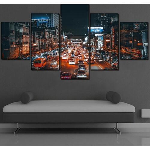 5d diy diamond embroidery 5pcs In the Evening Cars Street Avenue scenery full round drill square diamond painting cross stitch