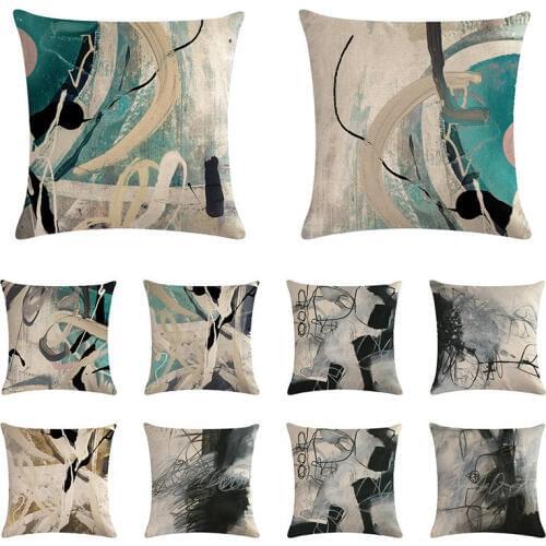 Abstract Oil Painting Style Linen Cushion Cover Throw Pillows Sofa Home Decor Decoration Decorative Pillowcase Pink Blue i862