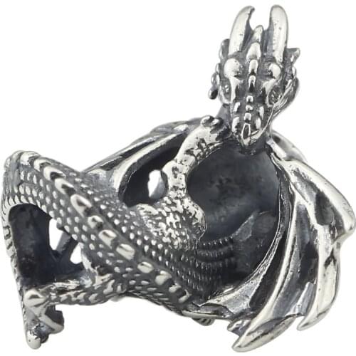 925 Sterling Silver Ice Fire Dragon Charm Bead jewelry making Fit European Troll 3.0mm Bracelet Jewelry