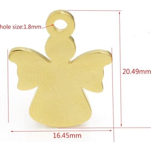 DIY accessories 5pcs 20.5 * 16.5mm double-sided mirror finish polished stainless steel angel girl pendant for bracelet necklace