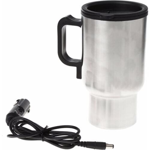 12V 450ml Car Heating Cup Stainless Steel Travel Electric Kettle Insulated Heated Thermos Mug Auto Electrical Appliances C45