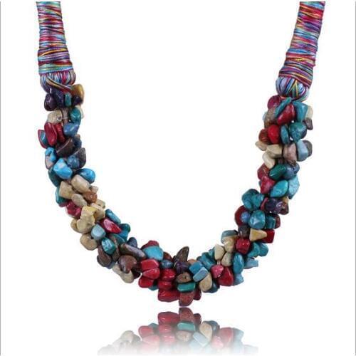 Bohemia New Stones Women Necklaces Multicolor Stones Rope Chain Fashion Necklaces Jewelry