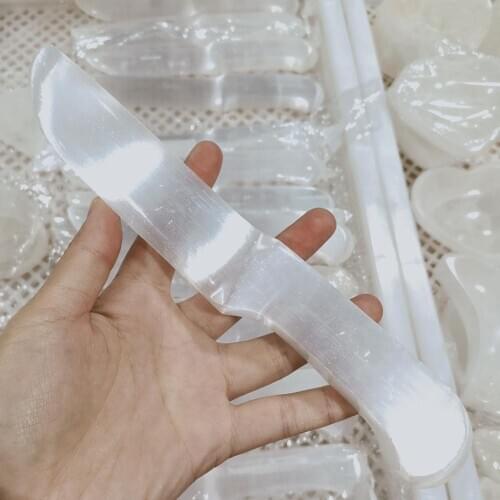 Big Size Polish Selenite Crystals Gemstone Knife Meditation Reiki Healing Mental Clarity Remove Negative Energy As Gift
