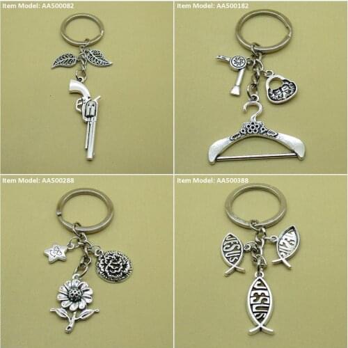 Keychain Keyring Gun Revolver Leaves Leaf Hanger Suit Purse Handbag Bag Shoulder Dryer Hair Sunflower Tag Flower Star Pentagram