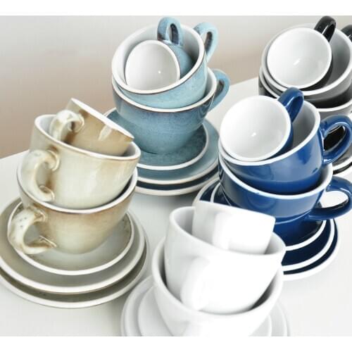 Espresso Cup Pull Flower Cup Saucer Cappuccino Latte Art Mug Egg Shape Ogival Thickening Cups 80ml210ml280ml European Style