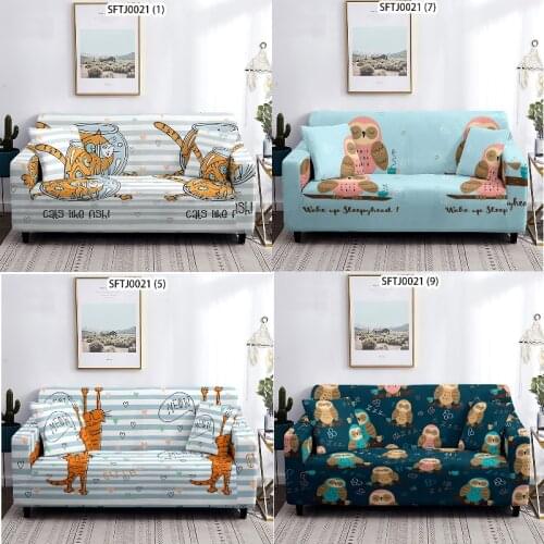 Cartoon animals Plaid Sofa chaise cover lounge Puff seat Covers for armchairs Armchair cover 3-seater couch cover all sofas Sofa