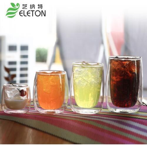 ELETON 1 Pcs Clear Handmade Heat Resistant Double Wall Glass Tea Drink Cup Healthy Drink Mugs Coffee Cup Insulated Clear Glass
