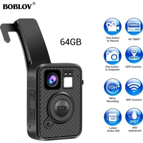 BOBLOV Wifi Police Camera 64GB F1 Body Kamera 1440P Worn Cameras For Law Enforcement 10H Recording GPS Night Vision DVR Recorder