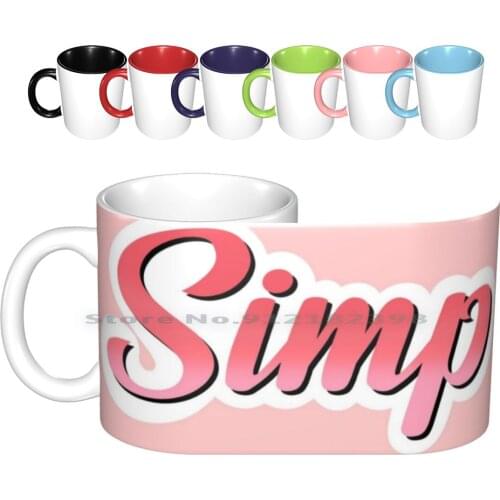 Simp Design With Outline Ceramic Mugs Coffee Cups Milk Tea Mug Simp Meme Pink Red Black Outline Quote Artsy Vsco Trendy Vibes