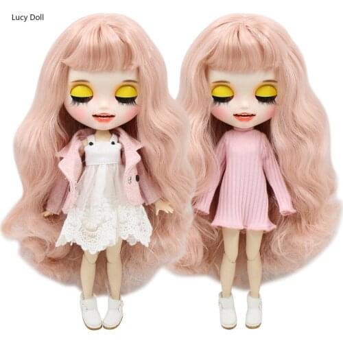 ICY Factory Blythee Doll Customized Doll Matte Face Pale Pink Hair Open Mouth Joint Body Bjd White Skin 30cm Toy