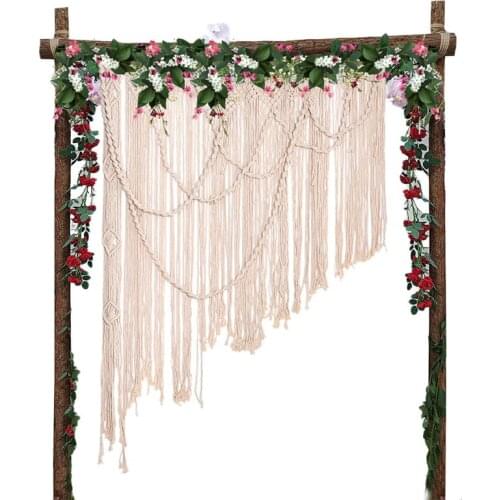 Macrame Bohemian Tapestry Hand-woven Cotton Rope Wall Hanging Tapestry Living Room Door Curtain Wedding Background Decoration