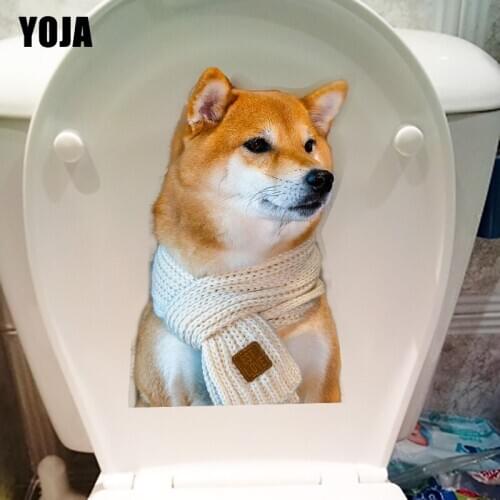 YOJA 17×24.8CM Fun Shiba Inu Personality WC Sticker Toilet Cover Home Bedroom Decoration T1-2379