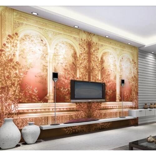Custom 3d Mural European-style pastoral flower Roman column 3D Photo Wallpaper For Living Room Sofa Bedroom Backdrop Large Mural