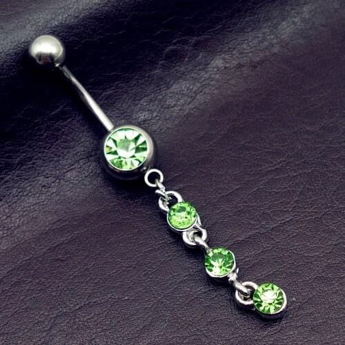 2019 new arrivals round with String of Circular gem Dangle 14G green Belly Button Ring body jewelry