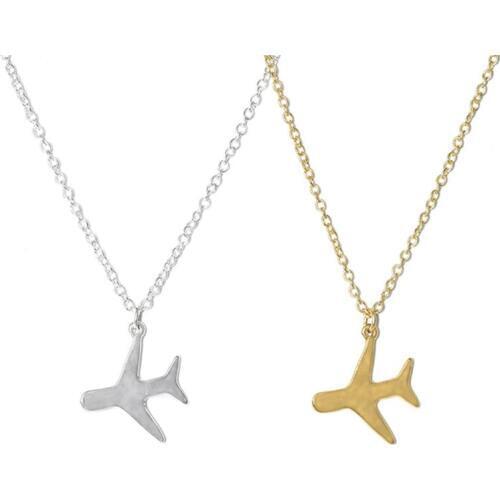 New Gold Airplane Necklace Gift For Traveler Pilot Necklace For World Traveler Wanderlust Jewelry