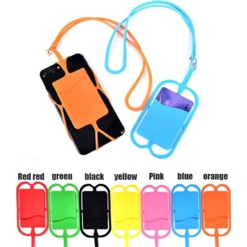 New Silicone Mobile Phone Lanyard Universal Mobile Phone Protective Cover Silicone Card Holder
