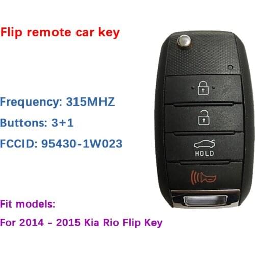 CN051021 Original 4 Button 315Mhz 2014 - 2015 Kia Rio Flip Key FCCID TQ8-RKE-3F05 / 95430-1W023 American Market Without logo