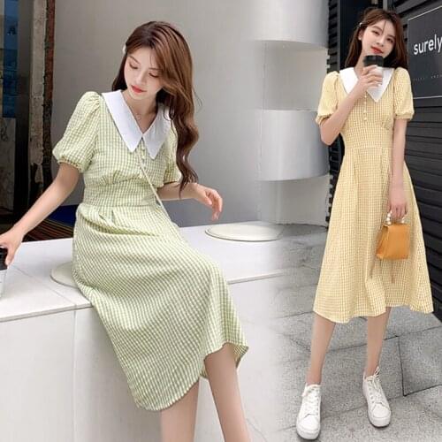 2021New Lactation clothes French style Restoring Ancient Ways Hubble-Bubble Sleeve v-neck Maternity Nursing Dress Breastfeeding