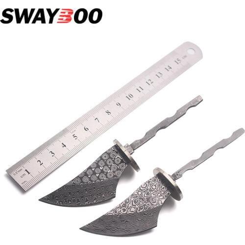 Swayboo Damascus steel straight knife fixed blade diy semi - finished manual knife forging damask steel camping knif Accessories