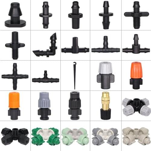 Adjustable Spray Cooling Nozzle Garden Watering Irrigation Dripper Sprinkler Cross Misting Atomization System With 6mm Connector