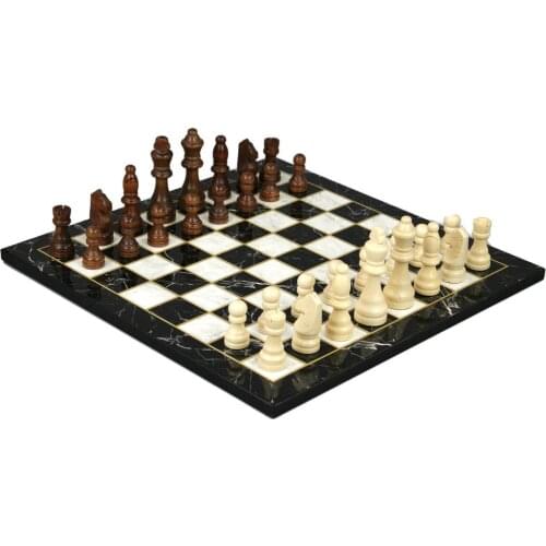 Chess Set Luxury Chess Game 14.5 Inch Mosaic Walnut Marble Pattern Chess Board Gift Wood Chess Game and Pieces Birthday Gift