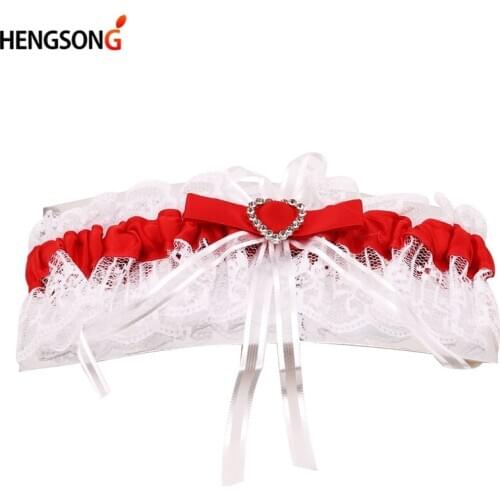 Elegant Women Lace Mesh Bowknot Belt Sexy Suspender Rhinestone Lace Garter For Bride Party Wedding Leg Rings Christmas