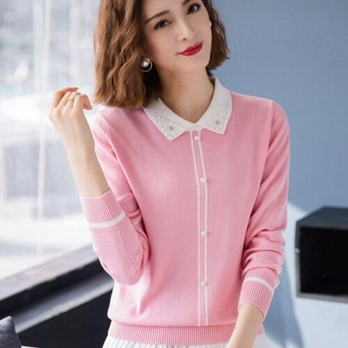 2020 Fall Pull Female Beading Sweaters For Women Fashion Womens Pullover Long Sleeve Knitted Woman Sweater Jumpers Sueter Mujer