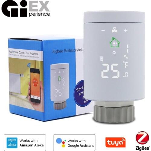 Smart Radiator Actuator Programmable Thermostatic Radiator Valve Temperature Controller Voice Control via Alexa Tuya ZigBee3.0