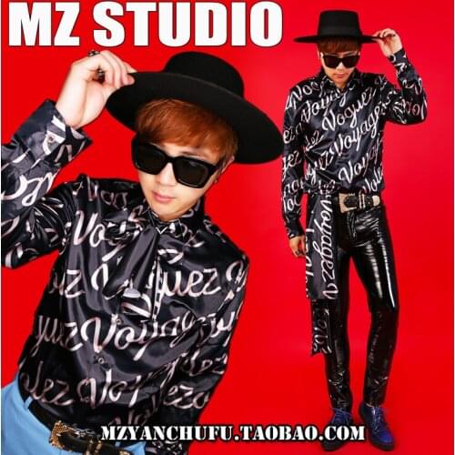 Spring Catwalk Show Style Silk Satin Blended Shirt Slim English Letters Printed Mens Shirt With Silk Scarf AS222 Kamis Homme