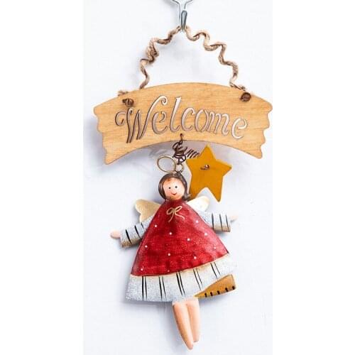Vintage Style Angel Door Hanging Plaque Home Decorations Retro Metal Little Girl Angel Welcome Signs For Home & Shop Decor