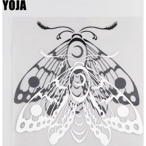 YOJA 16.4×12.6CM Animals Gorgeous Moth Cartoon Decal Vinyl Car Stickers Black/Silver 19C-0085