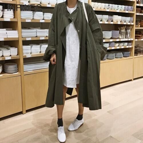 2020 New Spring Summer Solid Color Single Breasted Mid-length Windbreaker Women Korea Loose Big Size Trench Coat V240