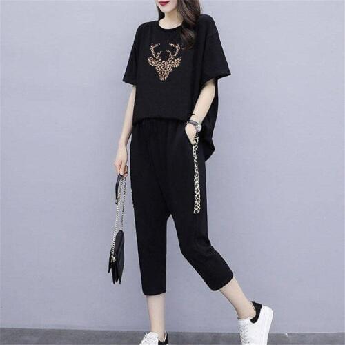 2020 Summer 2 Piece Sets 5XL Tracksuits Women Plus Size Short Sleeve T-shirts And Pants Casual Fashion Sport Suits
