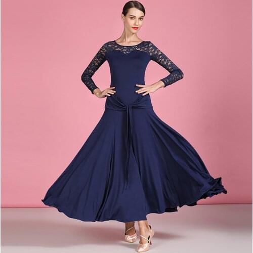 Womens Lace Ballroom Dance Dress Waltz Tango Standard Dress