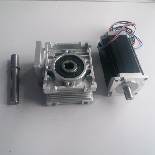 15:1 Worm Gearbox RV030 Speed Reducer 14mm Output Nema23 Stepper Motor 4.2A 100MM 2.5NM 360Oz-in Convert 90 Degree CNC Router