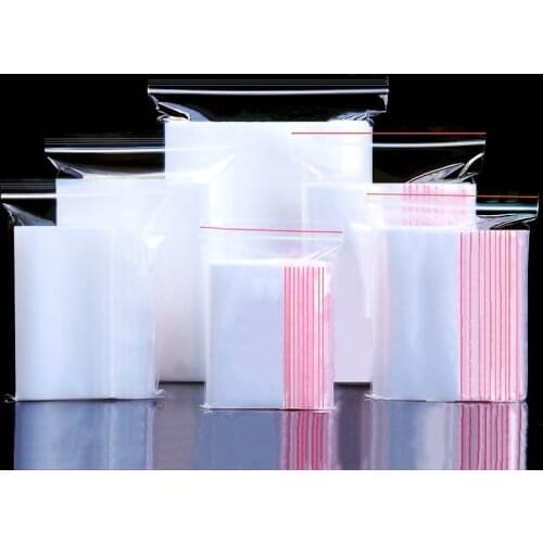 100pcs/pack Resealable Zip Lock Bags Self Seal Clear Plastic Poly Bag Food Storage Package Reclosable Vacuum Fresh Bag