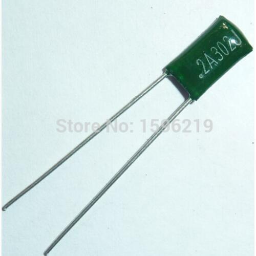 10s Mylar Film Capacitor 100V 2A302J 3000pF 3nF 2A302 5% Polyester Film capacitor