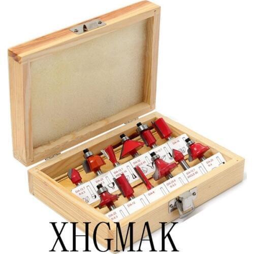 12pcs 6.35mm Electromechanical wood engraving and milling cutter edger blade cutter tool kit trimming cutter head tool kit