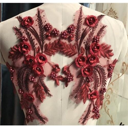 2pcs Multicolor flower sequins embroidered patch beaded sewing on fabric applique for Stage performance clothing Wedding patch