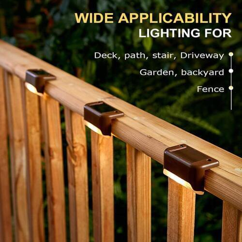4PCS Solar Deck Lights Solar Step Lights Outdoor Waterproof Led Solar Fence Lamp for Patio Stairs Garden Pathway Step Yard