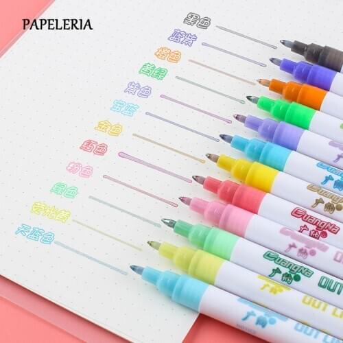 8 Colors Outline Marker Creative Metallic Double Lines Pen Art Markers Drawing Pens for Cards Making Lettering DIY Stationary