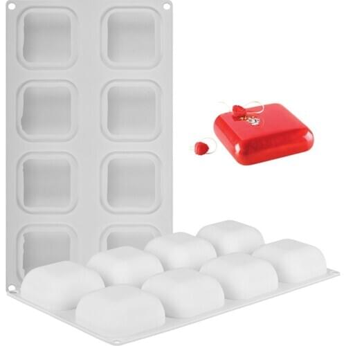 8 Cavity Square Shaped Silicone Cake Mold for Kitchen Chocolate Dessert Baking Mould Ice-creams Mousse Bread Decorating Tools