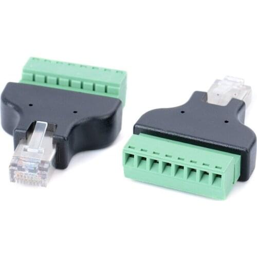 RJ45 Ethernet Male To 8 Pin AV Terminal Screw Adapter Converter Block Plug CCTV