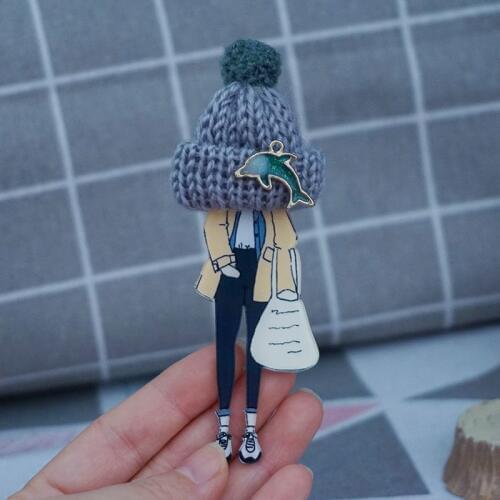 Woman Cartoon Character Acrylic Badges Icon on The Backpack Pin Brooch Badges for Clothes Badge