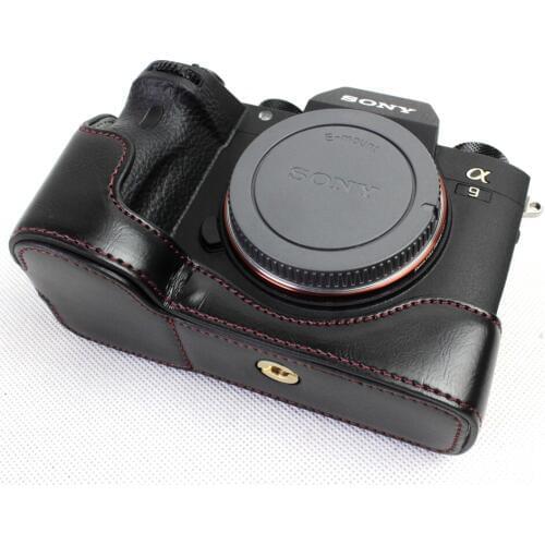 Black/Coffee/Brown High Quality PU Leather Half Camera Bottom Case Bag Cover For Sony Alpha A9 ILCE-9 With Battery Opening